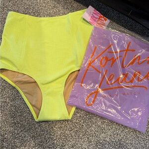 Kortni Jeane Neon green extended high wasted Bikini Bottom